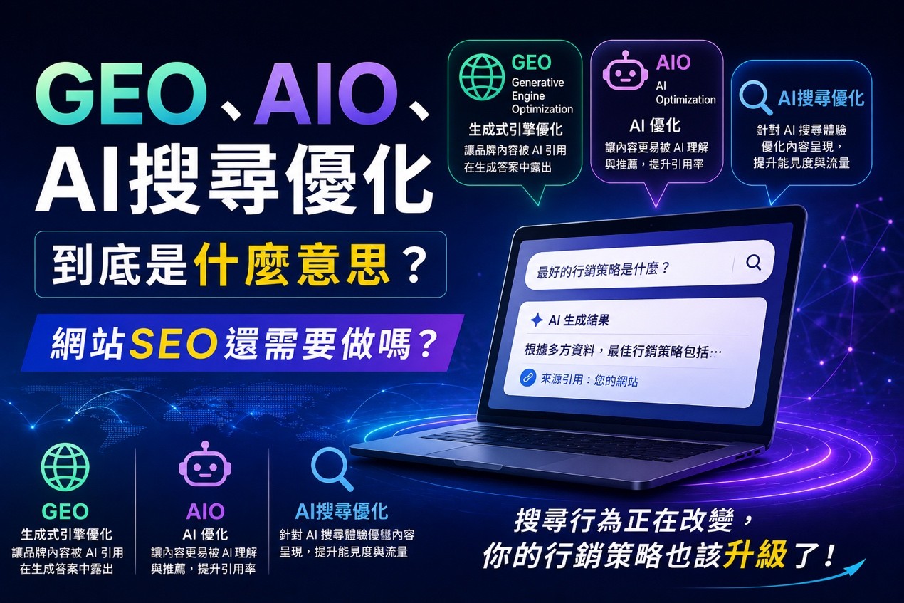 GEO、AIO、AI搜尋優化到底是什麼意思？網站SEO還需要做嗎？